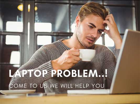 Man with laptop problem